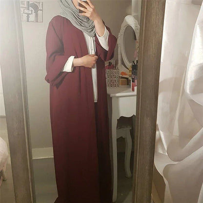 A Islamic clothing for women abaya Muslim fashion kaftan dress long sleeve cardigan solid Arab Dubai Turkish Islam dresses