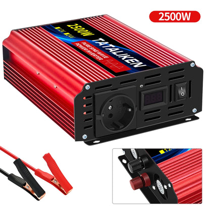 1600W/2200W/3000W/4000W  Pure Sine Wave Inverter DC 12V/24V to AC 220V 50hz Power Inverter Charger Converter Adapter EU Socket