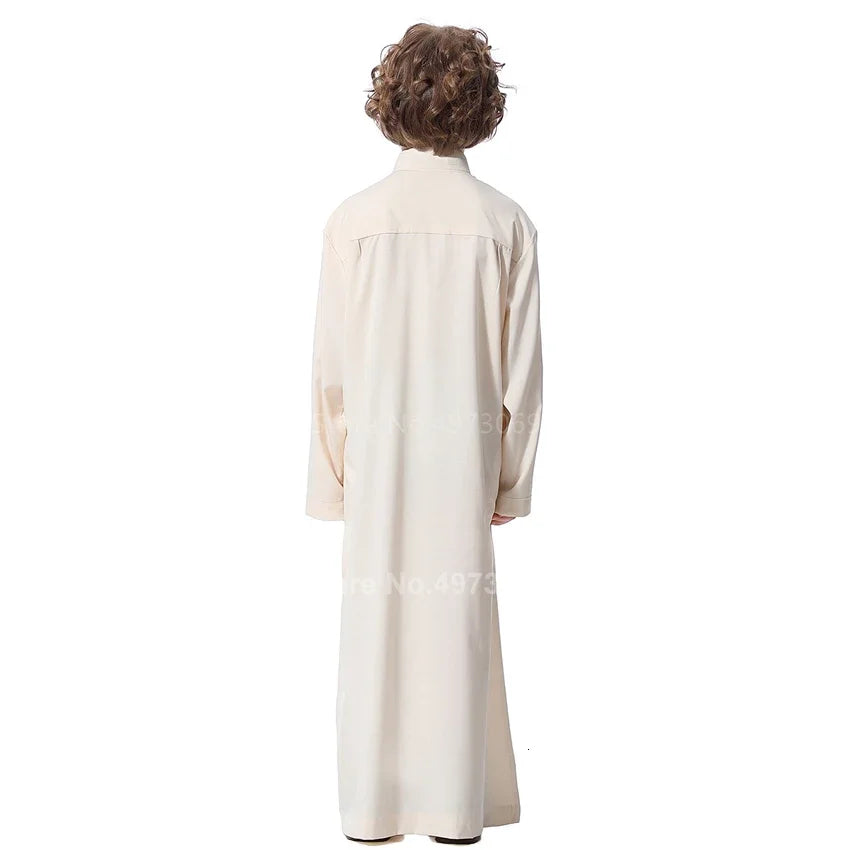 Muslim Robe Teenager Kids Saudi Arabia Pakistan Boy Thobe Middle East Full Sleeve Jubba Islamic Clothing Men Party Thobe Kaftan