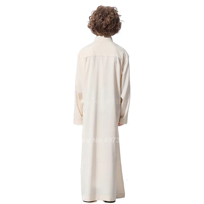 Muslim Robe Teenager Kids Saudi Arabia Pakistan Boy Thobe Middle East Full Sleeve Jubba Islamic Clothing Men Party Thobe Kaftan