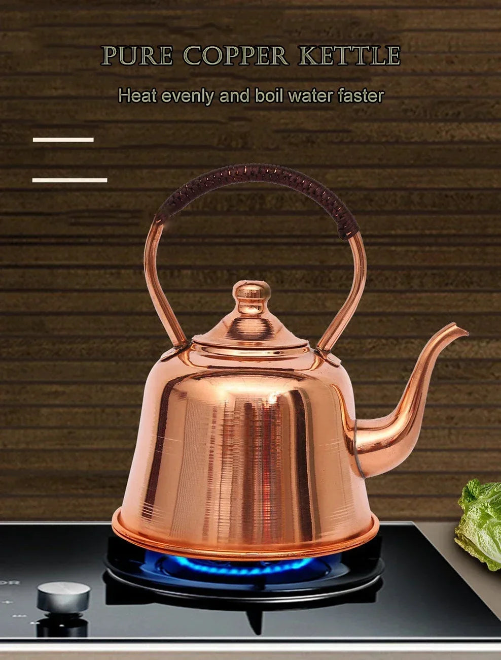 2L Pure Copper Teapot Handmade Red Copper Kettle Hot Pot Add Soup Pot Induction Cooker Boiling Water Kettle Cold Kettle For Home