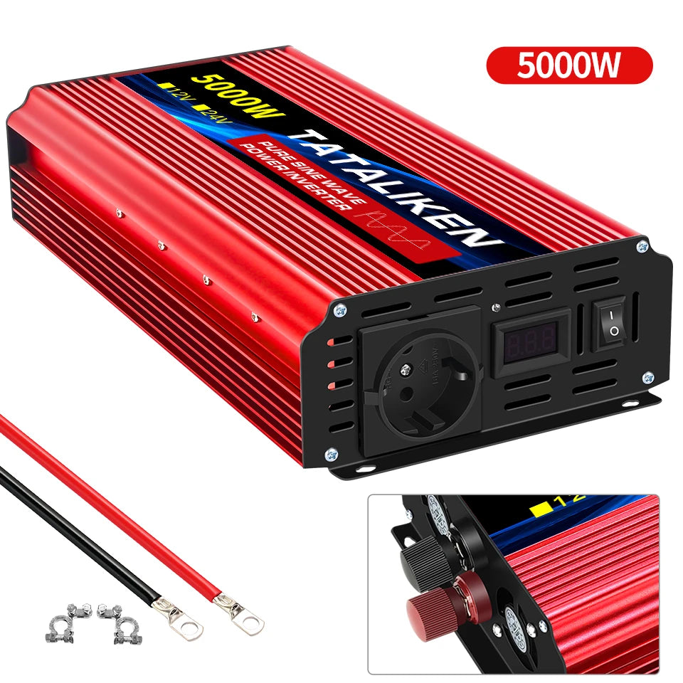 1600W/2200W/3000W/4000W  Pure Sine Wave Inverter DC 12V/24V to AC 220V 50hz Power Inverter Charger Converter Adapter EU Socket