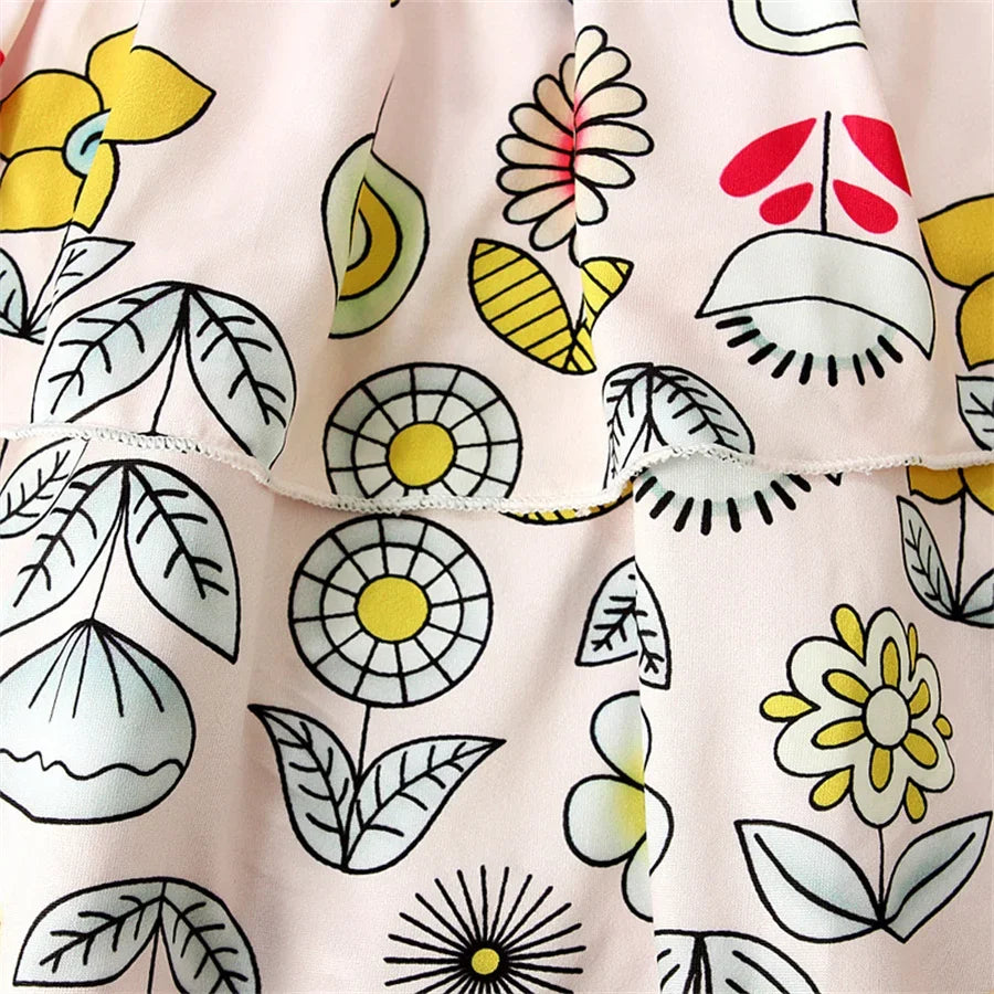Floral Muslim Girls Prayer Dress Hijab Abaya Robe Arab Dubai Children Ramadan Set Kids Kaftan Headscarf Islamic Eid Gown Jilbab