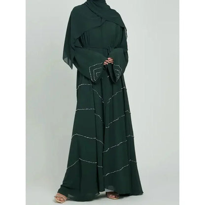 Hand made diamond beading Ramadan Eid Muslim dress long abayas robe fancy maxi French stylish modest Islamic wy1368 G1665