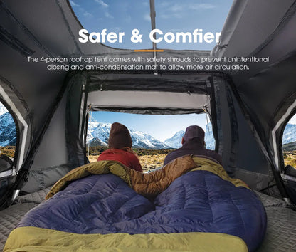 SAN HIMA UV Resistant Waterproof 4 Person Hard Shell Roof Top Tent ABS Clamshell Hardshell Car Rooftop Tent For 4x4 Camping