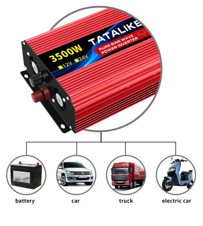 Pure Sine Wave Inverter 1600W/2200W/3000W/4000W DC 12V/24V to AC 220V 50hz Power Inverter Charger Converter Adapter EU Socket