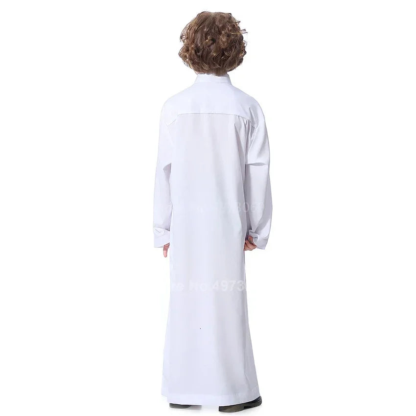 Muslim Robe Teenager Kids Saudi Arabia Pakistan Boy Middle East Full Sleeve Jubba Islamic Clothing Men Party Thobe Kaf M13