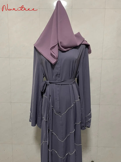 Hand made diamond beading Ramadan Eid Muslim dress long abayas robe fancy maxi French stylish modest Islamic wy1368 G1665