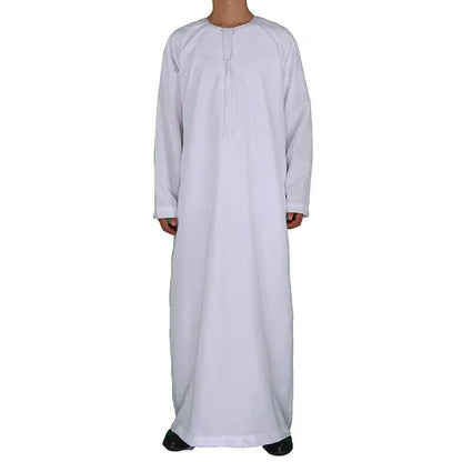 Exclusive Men's White Islamic Kaftan Jubba Thobe in Short Sleeve O-neck Style for Middle Eastern Looks