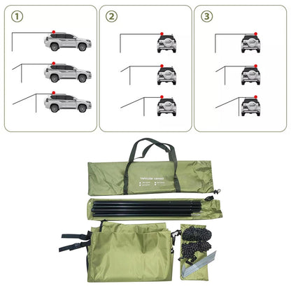 300x150cm Car Side Awning Rooftop Tent Waterproof Side Tent For Outdoor Camping Awning Sun Canopy Sunshade Campervan Waterproof
