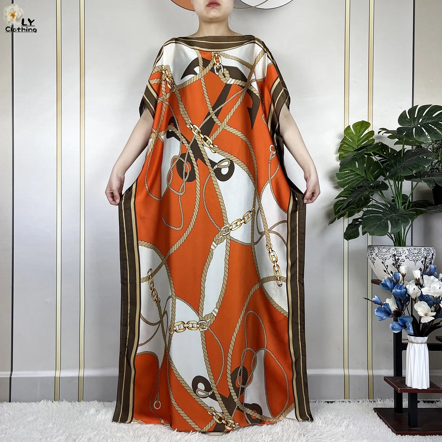 Muslim Abayas For Women 2023 New Fashion Printed Silk Soft Loose Femme Elegant Robe African Maxi Party Dresses With Belt Turban