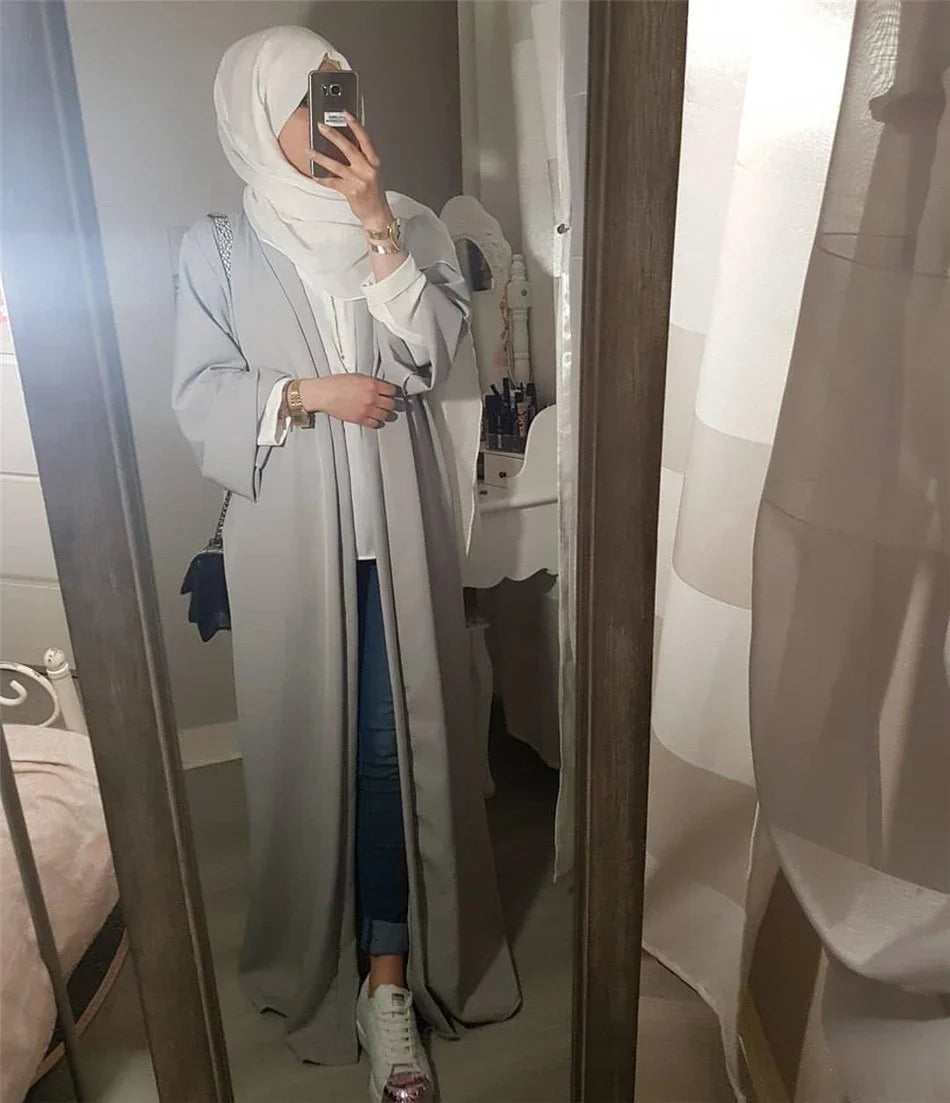 A Islamic clothing for women abaya Muslim fashion kaftan dress long sleeve cardigan solid Arab Dubai Turkish Islam dresses