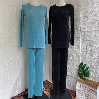 Muslim Sets Women Ramadan Abaya Turkey Dubai Hijab Two Piece Suits Prayer Dress Wide Leg Pants Jilbab Khimar Islamic Clothing