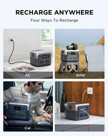 Portable Power Station RIVER 2 Max 512Wh LiFePO4 Battery/ 1 Hour Fast Charging Up To 1000W Output Solar Generator