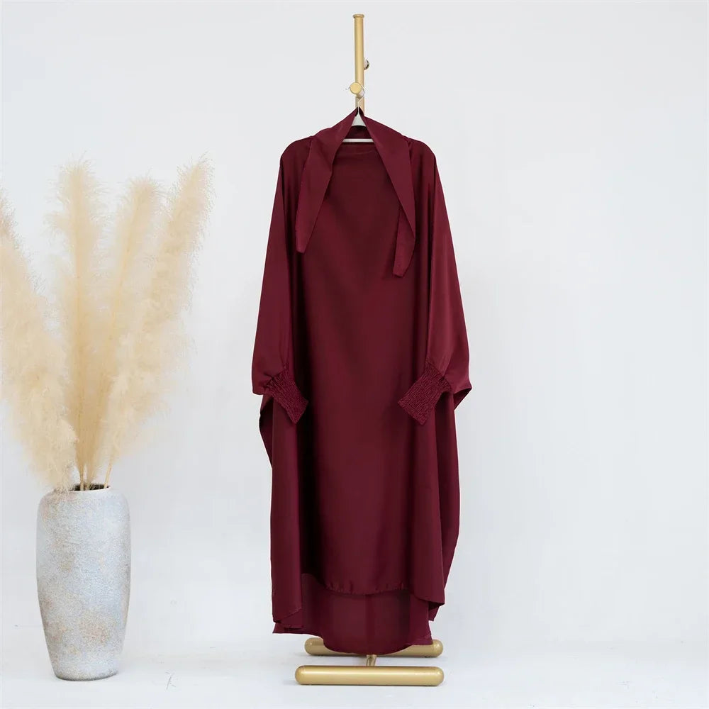 Muslim Women Kids Girls Hijab Dress Eid Overhead Hooded Abaya Mom & Daughter Abayas Khimar Islamic Prayer Garment Dresses Robe