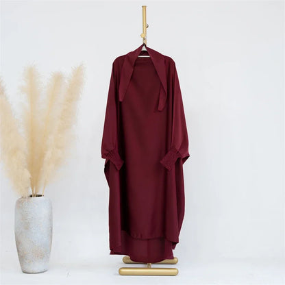 Muslim Women Kids Girls Hijab Dress Eid Overhead Hooded Abaya Mom & Daughter Abayas Khimar Islamic Prayer Garment Dresses Robe