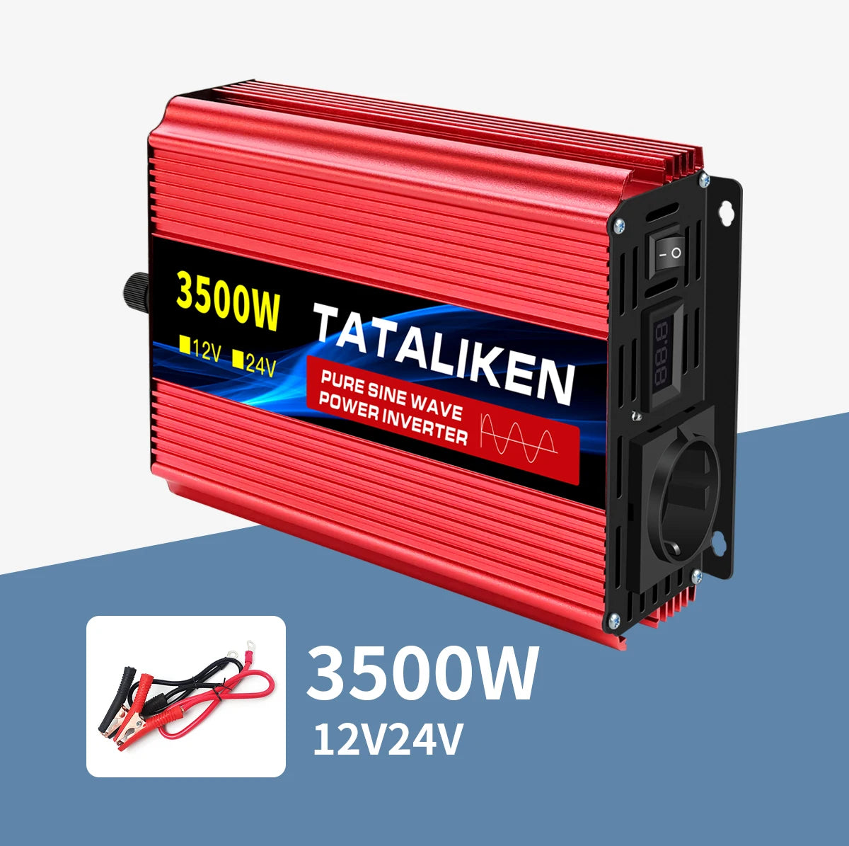 Pure Sine Wave Inverter 1600W/2200W/3000W/4000W DC 12V/24V to AC 220V 50hz Power Inverter Charger Converter Adapter EU Socket