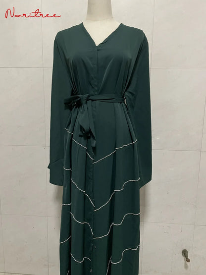 Hand made diamond beading Ramadan Eid Muslim dress long abayas robe fancy maxi French stylish modest Islamic wy1368 G1665