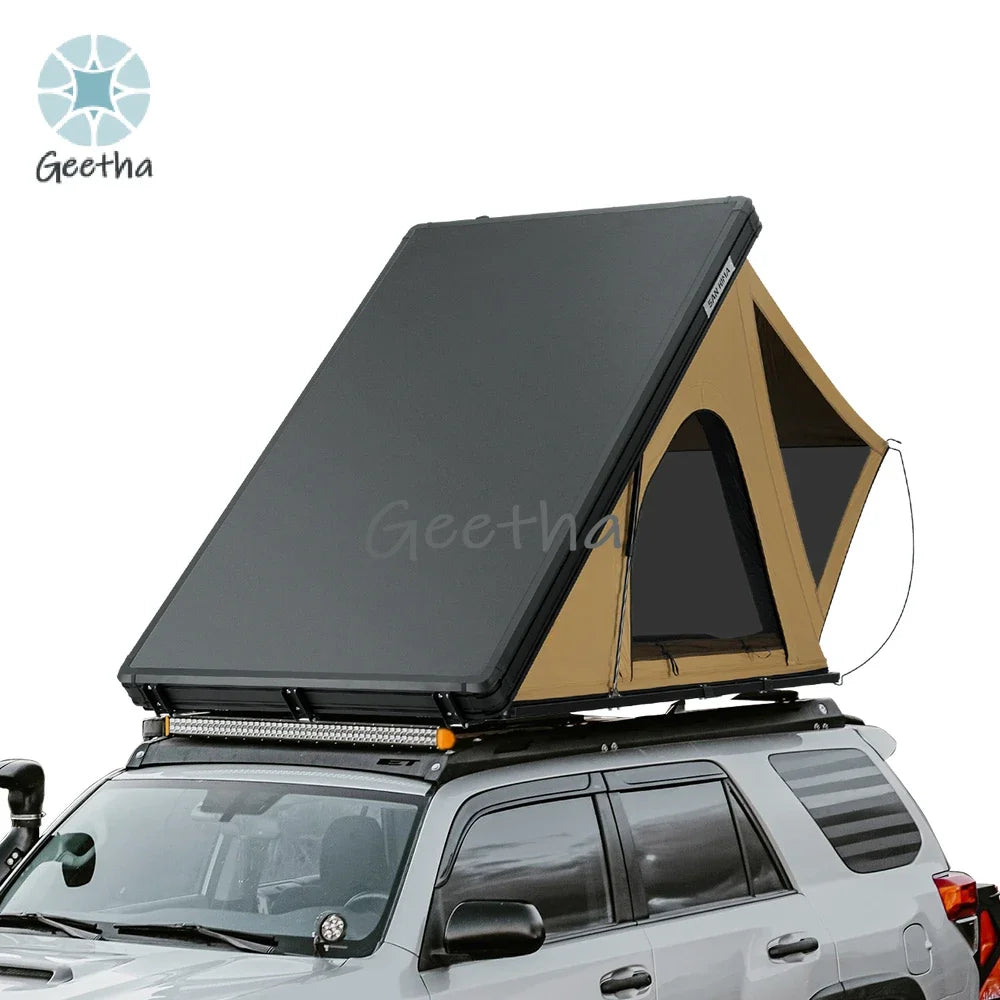For SAN HIMA Waterproof Slimline Aluminum Pop-Up Roof Tent Car Rooftop Tent Hardshell In-built Led Light Bar For 4x4 4WD Camping