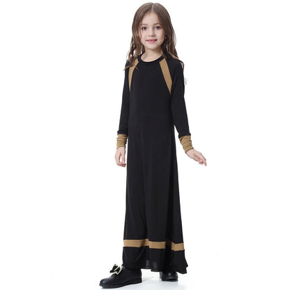 New Middle East Arab Dubai Children Ramadan Kaftan Robe Girls Long Sleeve Dress Kids Muslim Abaya Dress Islamic Party Clothing