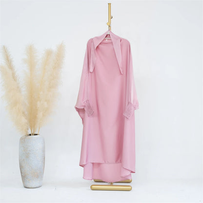 Mom Daughter Hijab Abaya Muslim Women Girl Prayer Garment Eid Ramadan Islam Clothing Khimar Kaftan Turkey Robe Burqa Hooded Gown