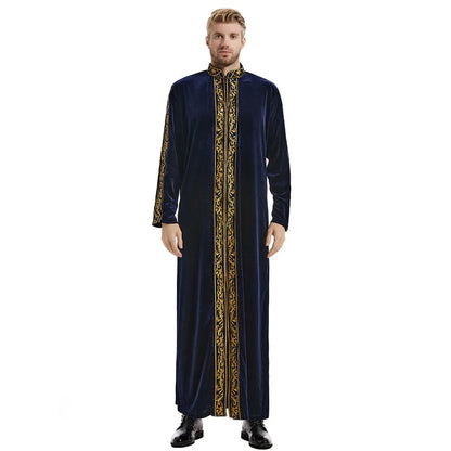 Ramadan Muslim Men Velvet Jubba Thobe Warm Kaftan Islam Clothing Eid Saudi Arabic Robe Thoub Thawb Dubai Abaya Dress Gown Abayas