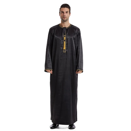 Men Dishdasha Muslim Long Sleeve Dress Daffah Thobe Jubba Saudi Arab Thoub Kaftan Islamic Clothing Robes Abaya Dubai Middle East