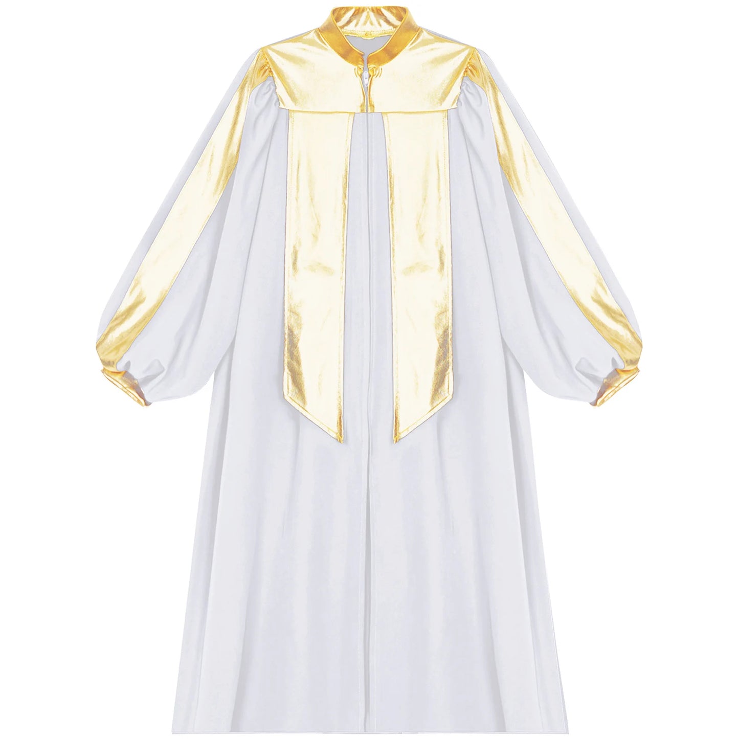 Halloween Kids Thobe for Muslim Boys Girl Metallic Contrast Color Arab Tobes Long Sleeve with Zipper Worship Dance Abaya Clothes