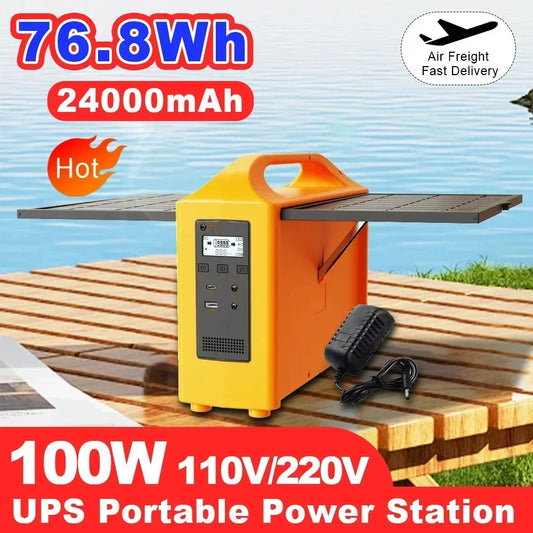 100W Portable Power Station 100V/220V Solar Power Generator UPS Charging Stations Outdoor Emergency Power Bank LED For Camping