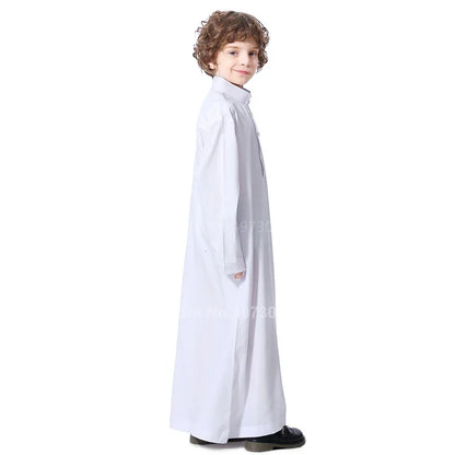 Muslim Robe Teenager Kids Saudi Arabia Pakistan Boy Thobe Middle East Full Sleeve Jubba Islamic Clothing Men Party Thobe Kaftan