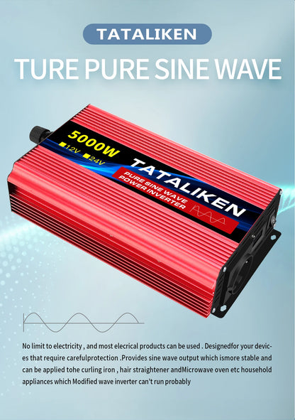 Pure Sine Wave Inverter 1600W/2200W/3000W/4000W DC 12V/24V to AC 220V 50hz Power Inverter Charger Converter Adapter EU Socket