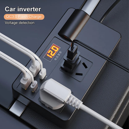 220W Power Inverter Car Mounted Solar Inverter USB Voltage Transformer Portable DC 12V To AC 220V Conversion USB Battery Clip