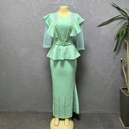 2 Piece Skirt Sets Abaya Muslim Dubai Turkey Islam Kaftans Long Hijab Dress Jalabiya Women Robe Musulman Caftan Marocain Longos