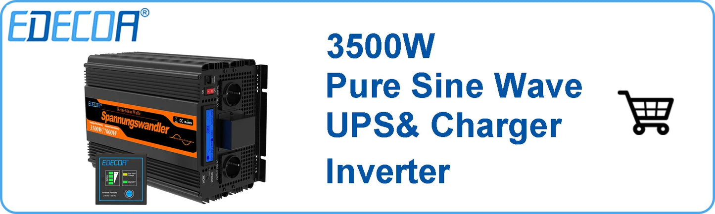 UPS inverter with charger 1500W 2500W DC 12V to AC 220V 230V converter pure sine wave transformer off grid for home
