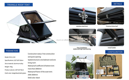 Z Shaped Camping Roof Tent Aluminum Hard Shell Rooftop Tent Outdoor Car Rooftop Tents Offroad Outdoor Camping