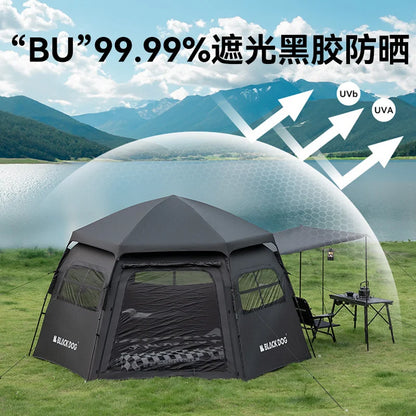 Naturehike-Blackdog Outdoor Hexagonal Fully Automatic Quick Opening Camping Tent Portable Folding Black Glue Sunscreen Tent
