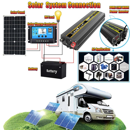3000W-8000W Pure Sine Wave Power Inverter Voltage Transformer Intelligent Digital Display Car Home DC12V to AC 220V Converter