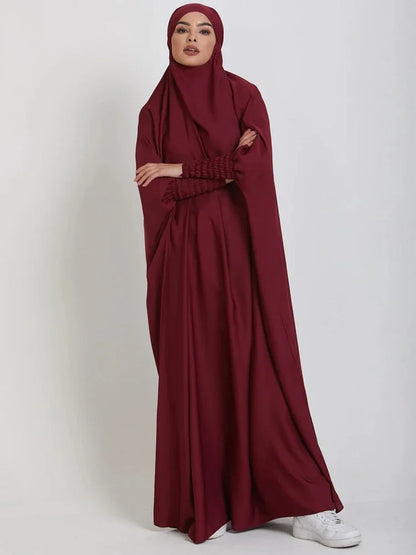 Muslim Women Jilbab Prayer Dress Hijab Hooded Abaya Ramadan Eid Islamic Clothing Dubai Saudi Black Robe Turkish Modes Dresses