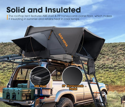 SAN HIMA UV Resistant Waterproof 4 Person Hard Shell Roof Top Tent ABS Clamshell Hardshell Car Rooftop Tent For 4x4 Camping