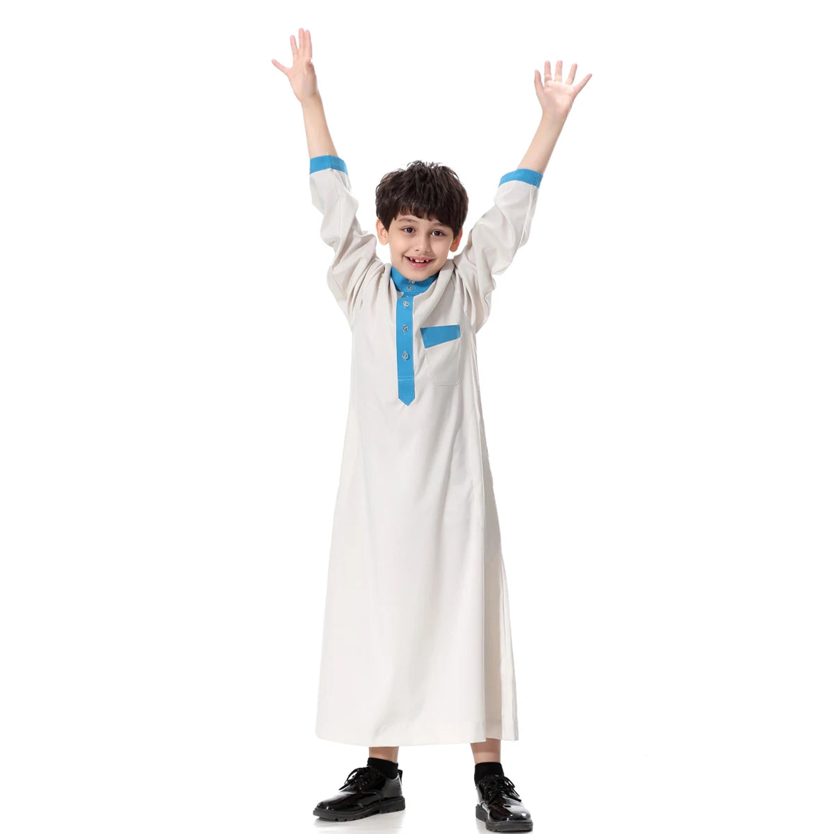 2024 Arab Malay Turkey Muslim Boys Clothing Kids Abayas Dress Children Full Body Robe Dress Teen Age TH873