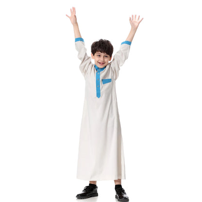 2024 Arab Malay Turkey Muslim Boys Clothing Kids Abayas Dress Children Full Body Robe Dress Teen Age TH873