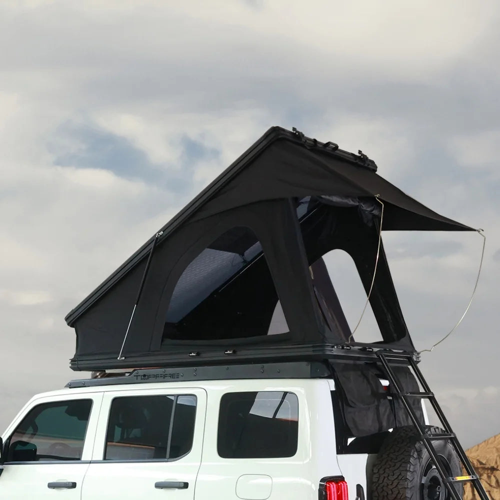New Upgrade Automatic Rooftop Tent Durable 4-Sided Window With Sturdy Aluminium Roof Top Pop-Up Triangle Hard Shell For Camping