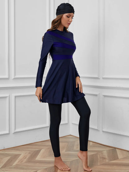 3 Pieces Women Muslim Swimwear Modest Hijab Long Sleeves Sport Swimsuit Islamic Burkini Beach Wear Dress Bathing Suit 2025 Mujer