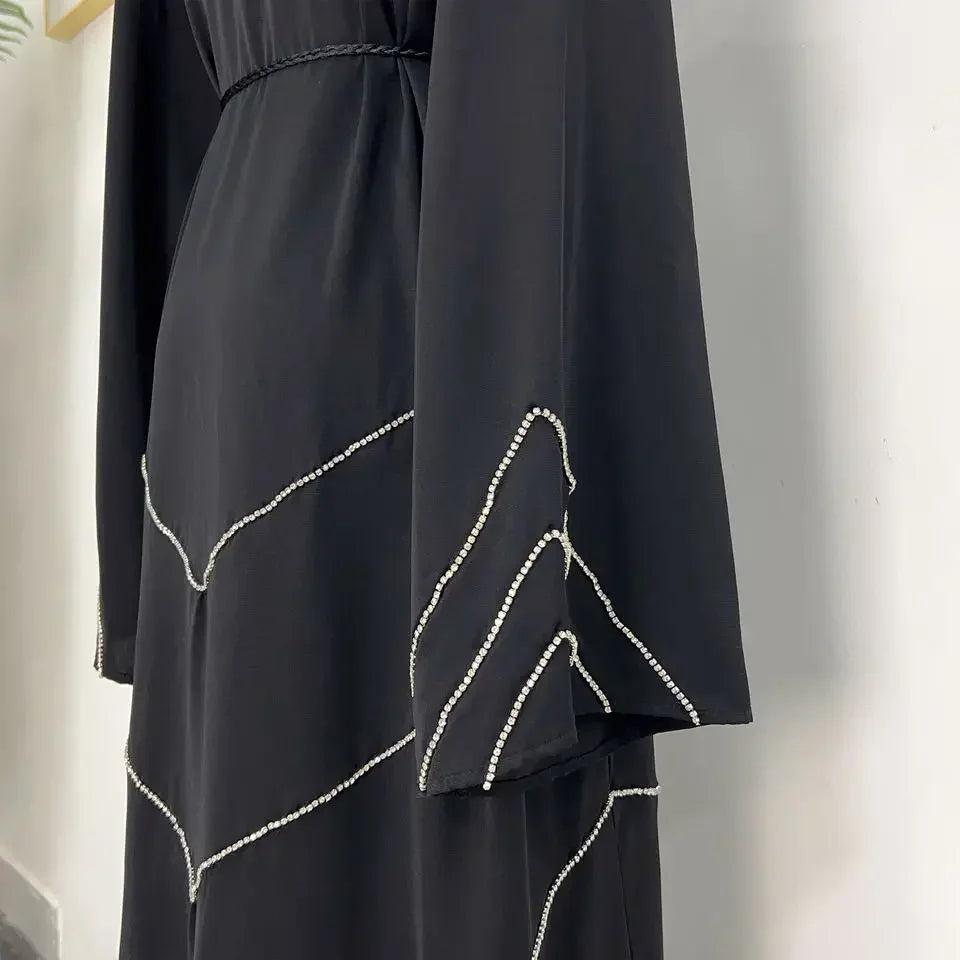 Hand made diamond beading Ramadan Eid Muslim dress long abayas robe fancy maxi French stylish modest Islamic wy1368 G1665