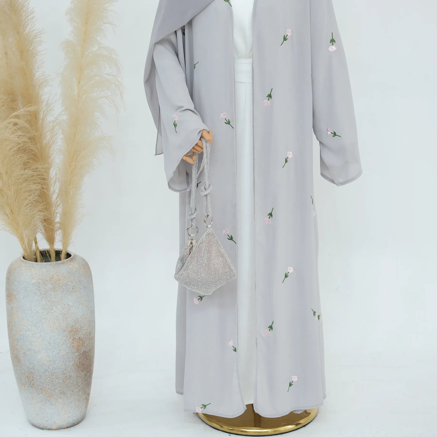 Flower Open Abaya Kimono Embroidery Muslim Abayas for Women Dubai Luxury Turkey Kaftan Hijab Robe Ramadan Eid Islamic Clothing