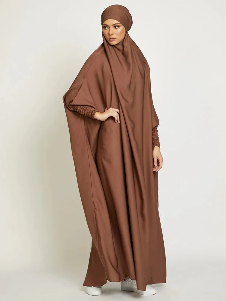 Muslim Women Jilbab Prayer Dress Hijab Hooded Abaya Ramadan Eid Islamic Clothing Dubai Saudi Black Robe Turkish Modes Dresses