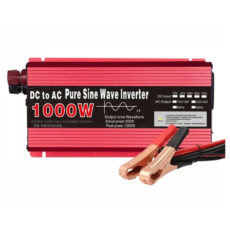 Pure Sine Wave Inverter DC 12V/24V To AC 220V 1000W Portable Power Bank Converter Solar Inverter