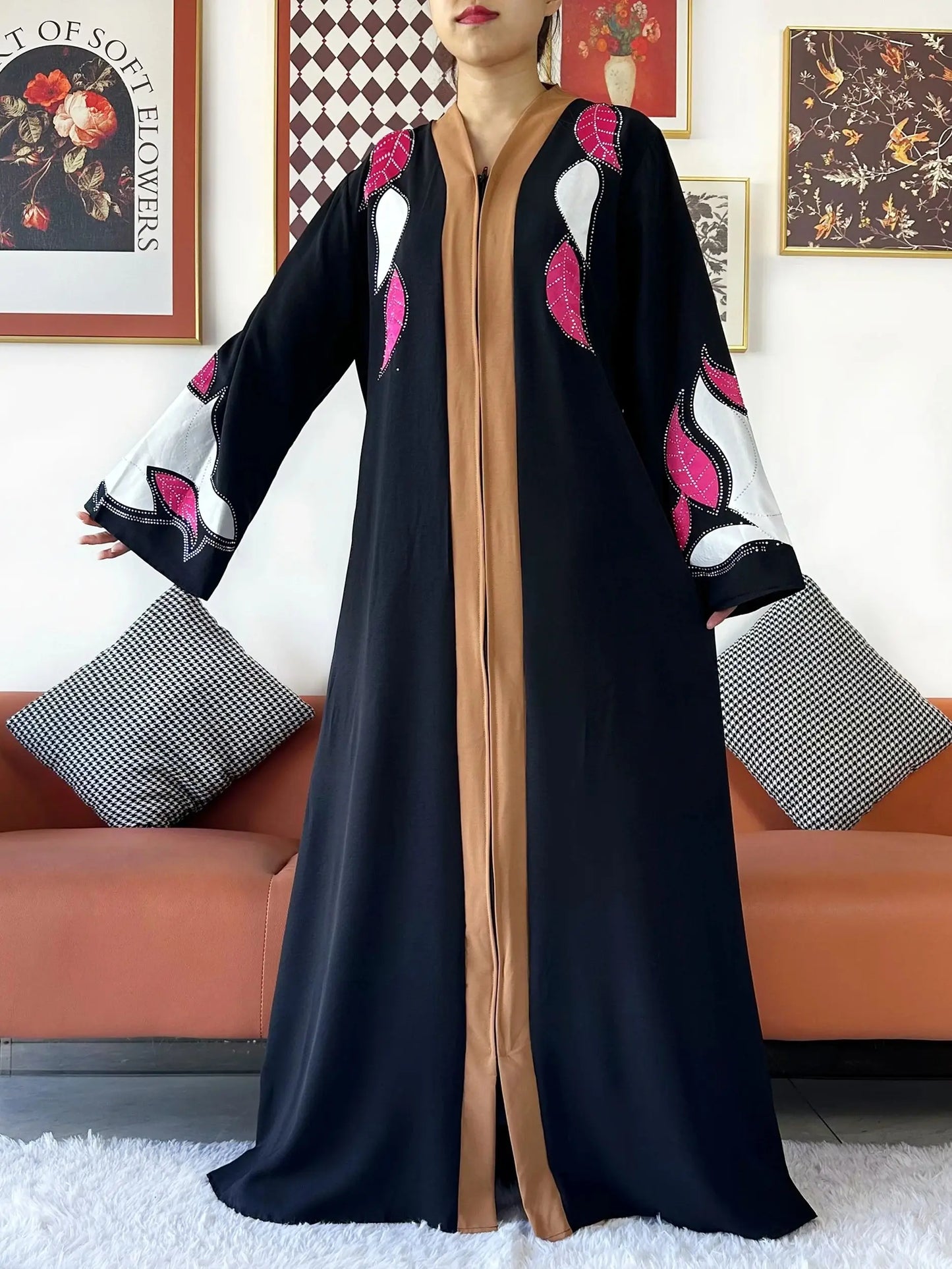 High Grade Fabric Women Party Dress Chiffon Open Abaya Muslim Women Dress Islamic Clothing Cardigan Abaya Women Muslim Dress