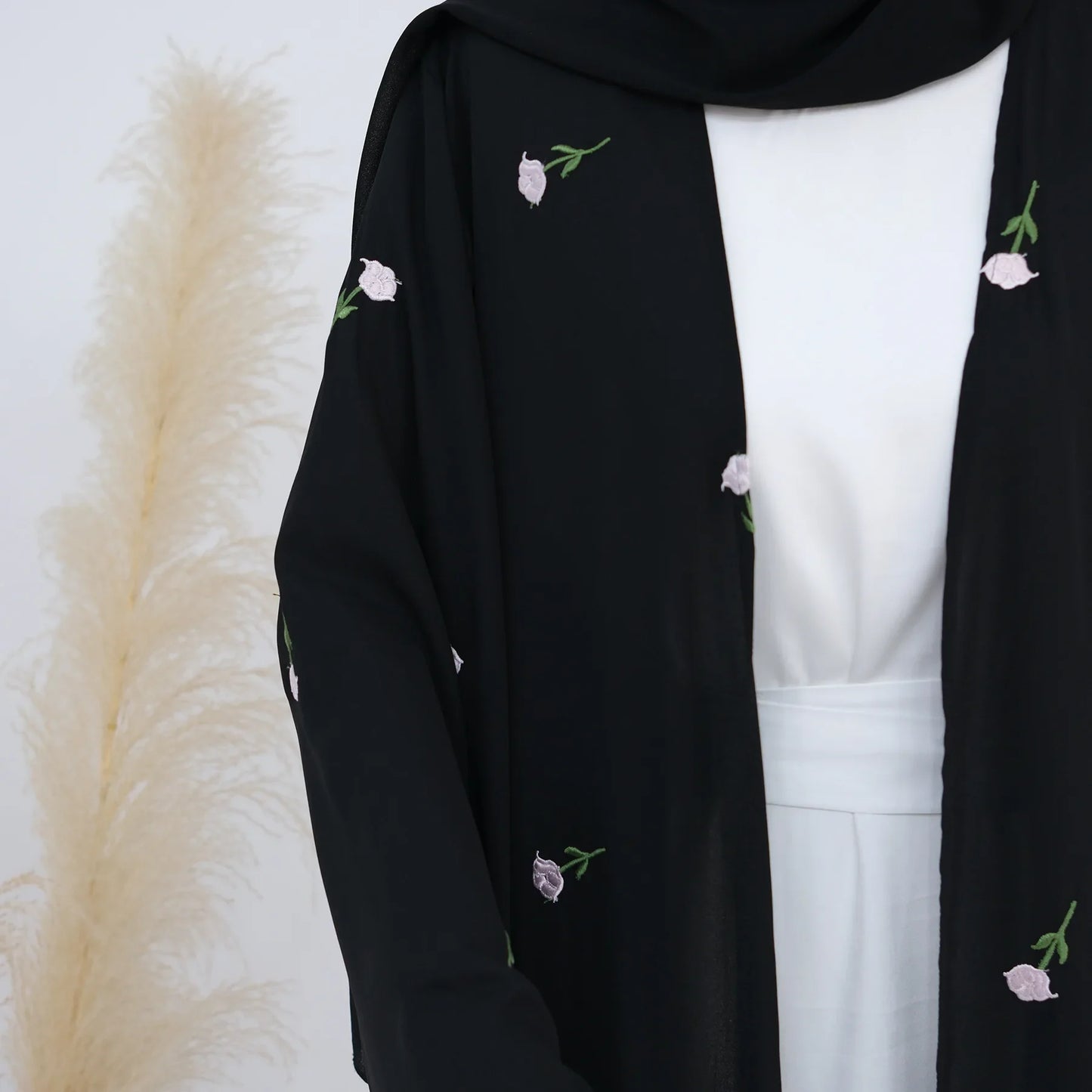Flower Open Abaya Kimono Embroidery Muslim Abayas for Women Dubai Luxury Turkey Kaftan Hijab Robe Ramadan Eid Islamic Clothing