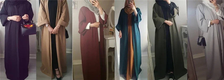 A Islamic clothing for women abaya Muslim fashion kaftan dress long sleeve cardigan solid Arab Dubai Turkish Islam dresses